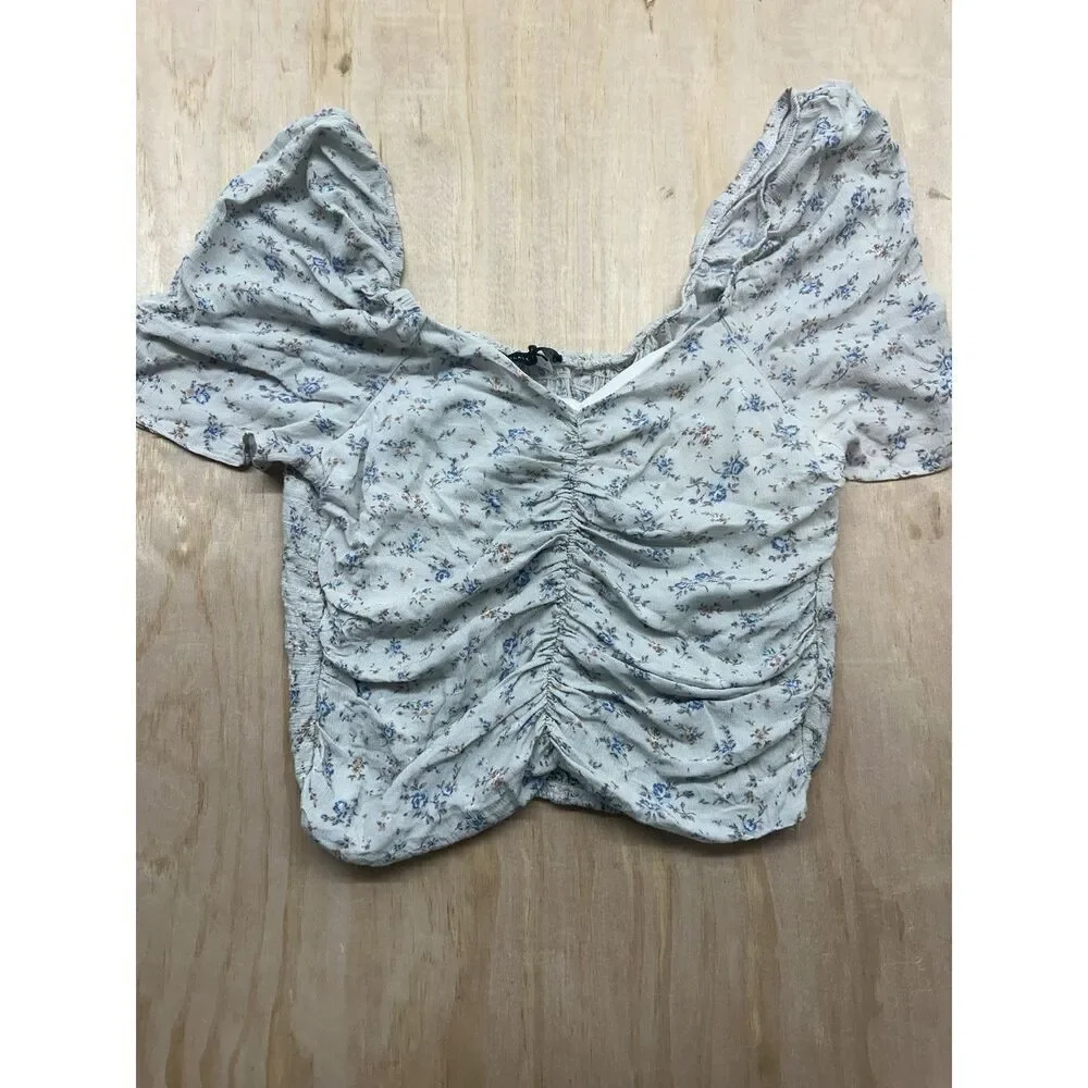 Slate & Willow Rayon‎ Top Smock Back Puff Sleeve Sz L Boho Casual